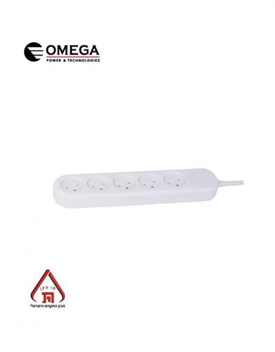 רב שקע 5 שקעים וכבל באורך עד 1 מטר דגם OMEGA OM-Q-05-1M