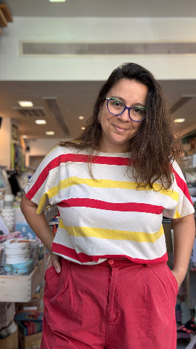 טי פסים צהוב אדום