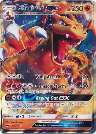 קלף פוקימון סינגל - Charizard GX - 20/147 - Ultra Rare