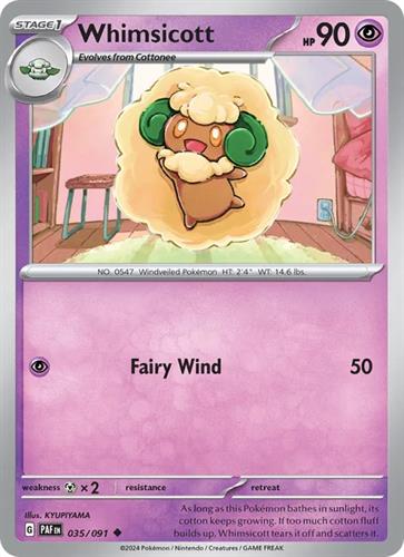 קלף בודד single פוקימון - whimsicott - Paldean Fates - 035/091