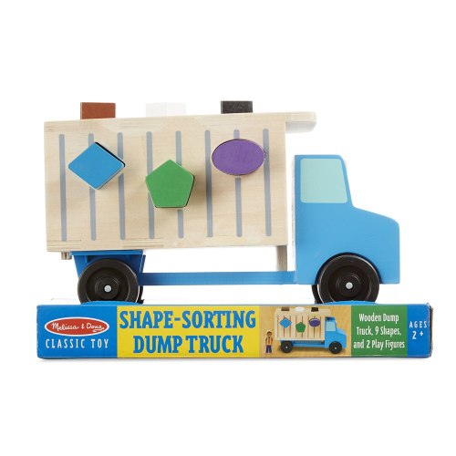 משאית אשפה התאמת צורות דגם Shape Sorting Wooden Dump Truck