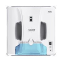רובוט לניקוי חלונות Hobot HOBOT-SP10 – אלחוטי רובוט לבן במבט מלמעלה עם מיכל מים כחול