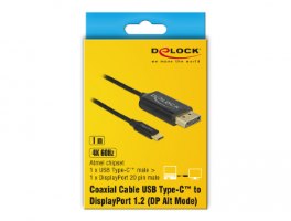 כבל מתאם Type-C זכר לחיבור DisplayPort זכר באורך 1 מטר Delock USB cable 4K 60Hz coaxial