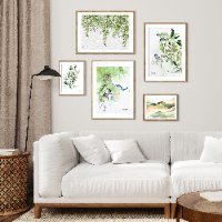 קיר גלריה של 5 תמונות ממוסגרות לסלון