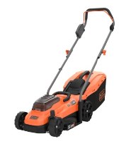 מכסחת דשא נטענת Black+Decker BCMW3318N – מבט ¾ על המכסחת בצבעי כתום ושחור