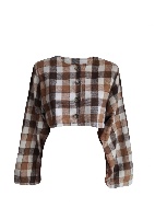 Cropped Brown Plaids Jacket