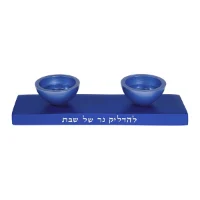חנוכייה + נרות שבת מתכת בצבע כסף