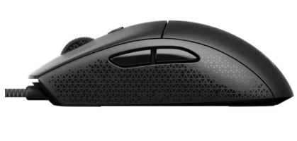 עכבר גיימינג חוטי Corsair M55 Lightweight – מבט צד על גלגלת, כפתורי צד וטקסטורת אחיזה