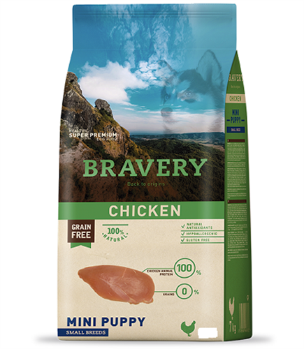 מזון לגורים מגזע קטן Bravery ללא דגנים 2 ק"ג
