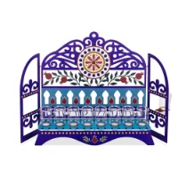 חנוכיה קהילות ישראל דגם רימונים וסילסולים לשמן