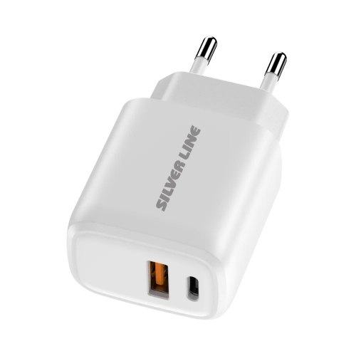 מטען קיר 20W PD עם כבל USB-C ל-Lightning Silver Line SWC20PQ2