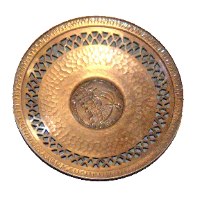 כלי עגול מרוקע מנחושת, עם תבליט ירושלים העתיקה, ישראל, שנות ה- 60