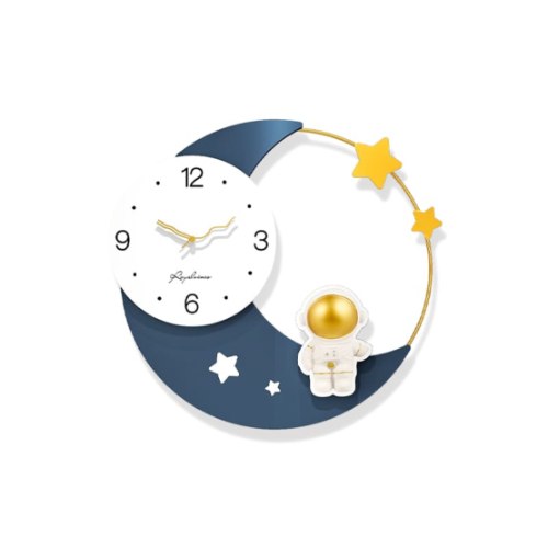שעון פרזול מיוחד לחדר ילדים 70 ס"מ רוחב דגם "ירח", אסטרונאוט וכוכבים