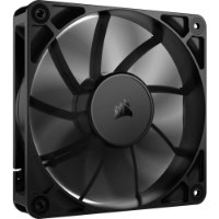 מארז שלושה מאווררים צבע שחור Corsair RS120 120mm – מאוורר מחשב שחור בודד עם להבים כהים שקופים ולוגו Corsair