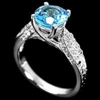 טבעת כסף משובצת טופז כחול וזרקונים RG5519 | תכשיטי כסף 925 | טבעות כסף