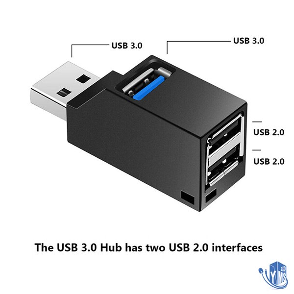 מפצל/רכזת 3 יציאות USB 3.0 במהירות גבוהה  בצבע שחור/לבן