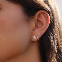 עגילי יהלום טבעי צמודים לאוזן 1.00 קרט - GIA