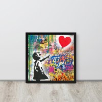 תמונת קנבס גרפיטי בסגנון אמנות רחוב הדפס ציור של בנקסי "ילדה עם בלון צבעונית"