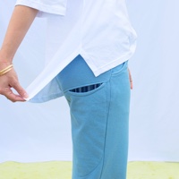 מכנסיים מדגם נורית מבד פרנץ טרי בצבע תכלת