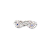 טבעת כסף 925 עין עם ריסים משובצת אבן