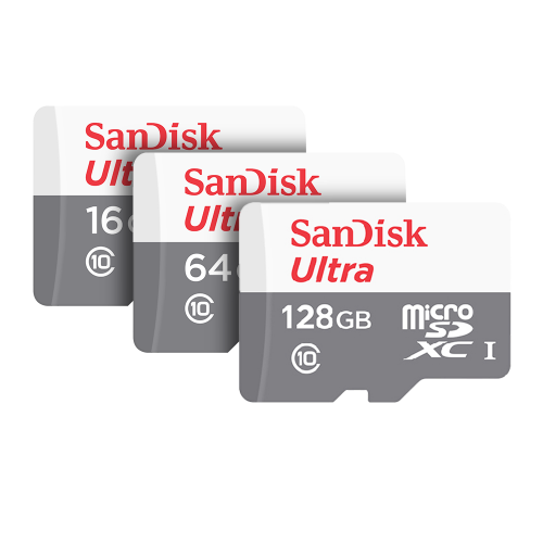 באנדל 3 כרטיסי זיכרון Ultra® microSDHC 32+64+128GB מבית SANDISK