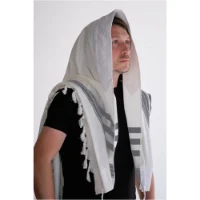טלית 100% כותנה פסים שחור