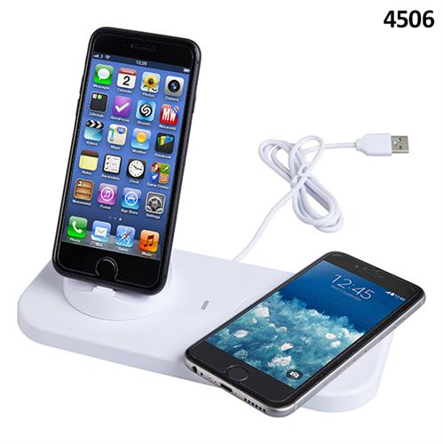 עמדת טעינה אלחוטית + קבועה  לניידים iPhone/Type-C/Android  לבן דגם דגם 4506