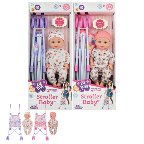 בובת תינוק עם עגלה 25 ס"מ - CLIP TOY