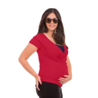 חולצת הריון רבידה שרוול קצר של חברת NursingAnywear