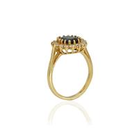 טבעת דגם דיאנה כחולה זהב 14 קראט עם זרקונים