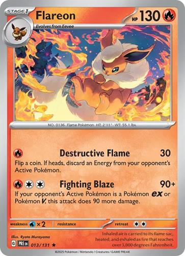 קלף בודד single פוקימון - flareon - Prismatic Evolutions - 013/131