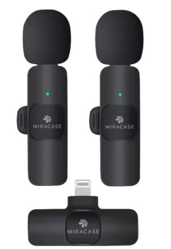 מיקרופון דש אלחוטי כפול Miracase MWML650 עם Plug & Play וטווח עד 20 מטר