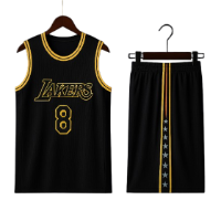 סט כדורסל לילדים – LAKERS BRYANT #8 שחור-צהוב | חולצה + מכנס עם כוכבים