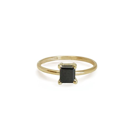 טבעת זהב יהלום שחור פרינסס 0.30 קראט
