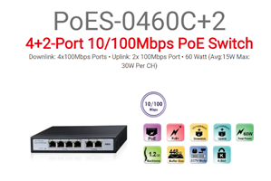 סוויץ Provision 4+2 PORT 10/100Mbps PoE 30W per Channel