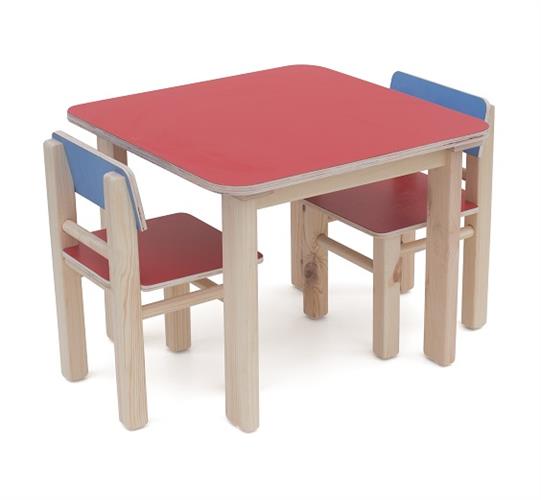 שולחן + 2 כסאות מעץ סט