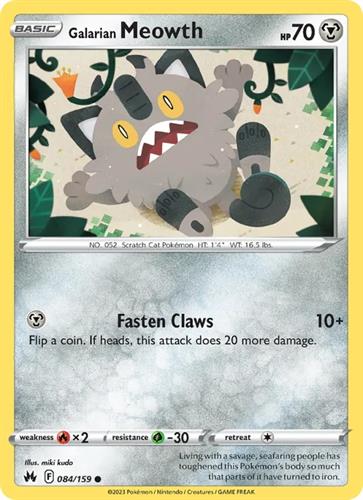 קלף בודד single פוקימון - galarian meowth - Crown Zenith - 084/159