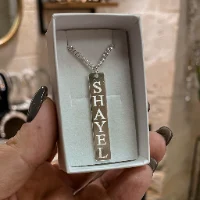 שרשרת מלבן כסף וחריטה