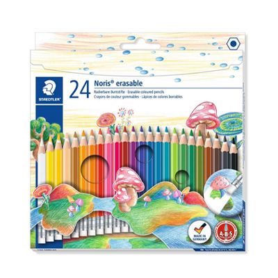 מארז 24 עפרונות צבעוניים שטדלר עם מחק