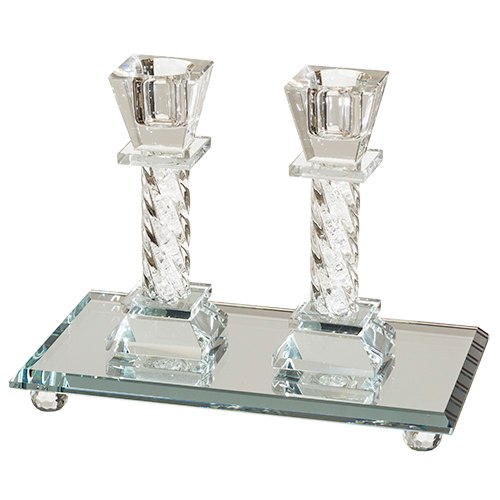 A pair of fancy crystal candlesticks "Stones"