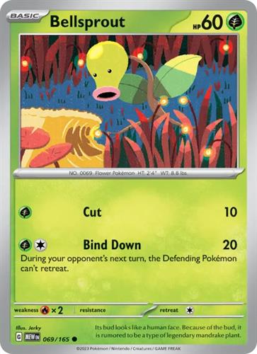 קלף בודד single פוקימון - bellsprout - 151 - 069/165