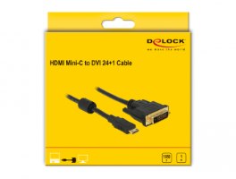 כבל מסך Delock Cable Mini HDMI Male To DVI 24+1 Male 1 m