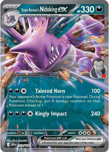 קלף פוקימון בודד single - TEAM ROCKET'S NIDOKING EX – DESTINED RIVALS– 119/182