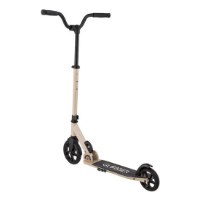 קורקינט מתקפל צבע חול Globber Flow Rider – מוצג במבט אלכסוני בצבע חול עם גלגלים וכידון שחורים