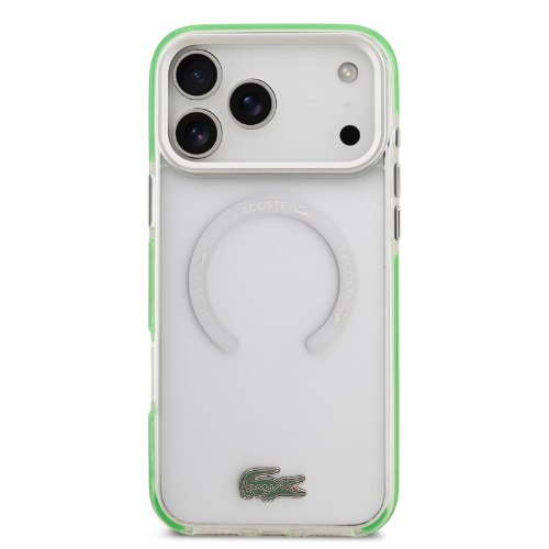 כיסוי LACOSTE שקוף עם מסגרת ירוקה (Clear Green) לאייפון – MagSafe - IPHONE 17 PRO
