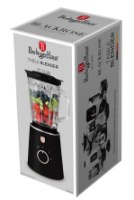 בלנדר זכוכית 1.5 ליטר Berlinger Haus BH9821 1000W – קופסת אריזה של הבלנדר השחור עם מיכל זכוכית המכיל פירות