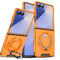 כיסוי חזק מעוצב עם טבעת אחיזה לסמסונג פליפ SAMSUNG FLIP 7 כתום