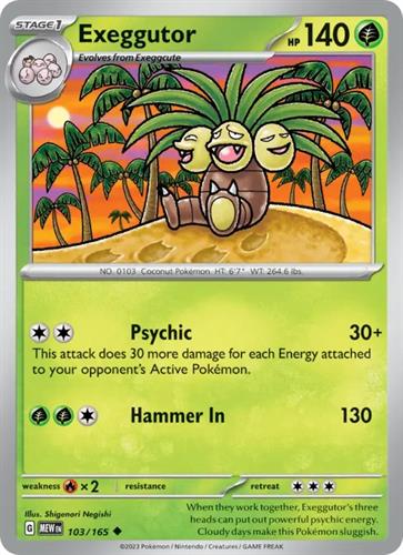 קלף בודד single פוקימון - exeggutor - 151 - 103/165