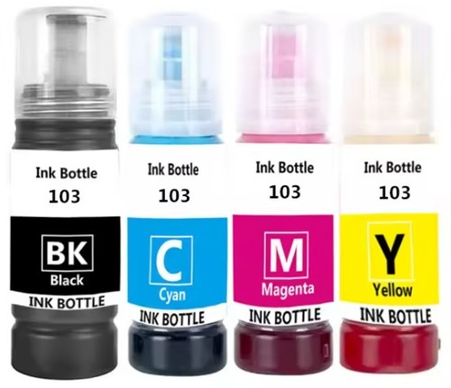 סט 4 בקבוקי דיו תואם Epson 103 - שחור וצבעוני (70ml)
