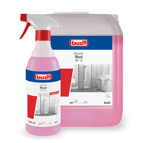 תרסיס להסרת אבנית בחדרי רחצה ⁦Buzil Drizzle Red SP 10⁩ ‏| ⁧600 מ״ל⁩
